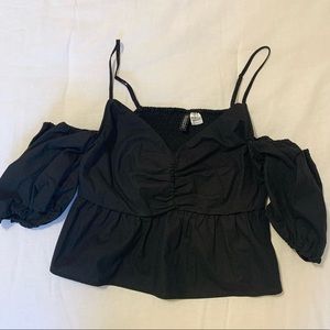 Black off the shoulder divided top medium